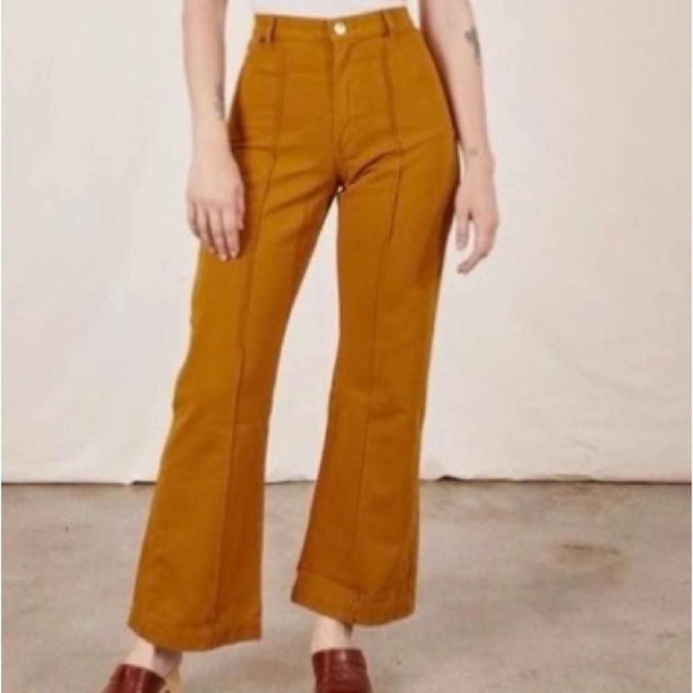 Mustard High-Waisted Flare Pants